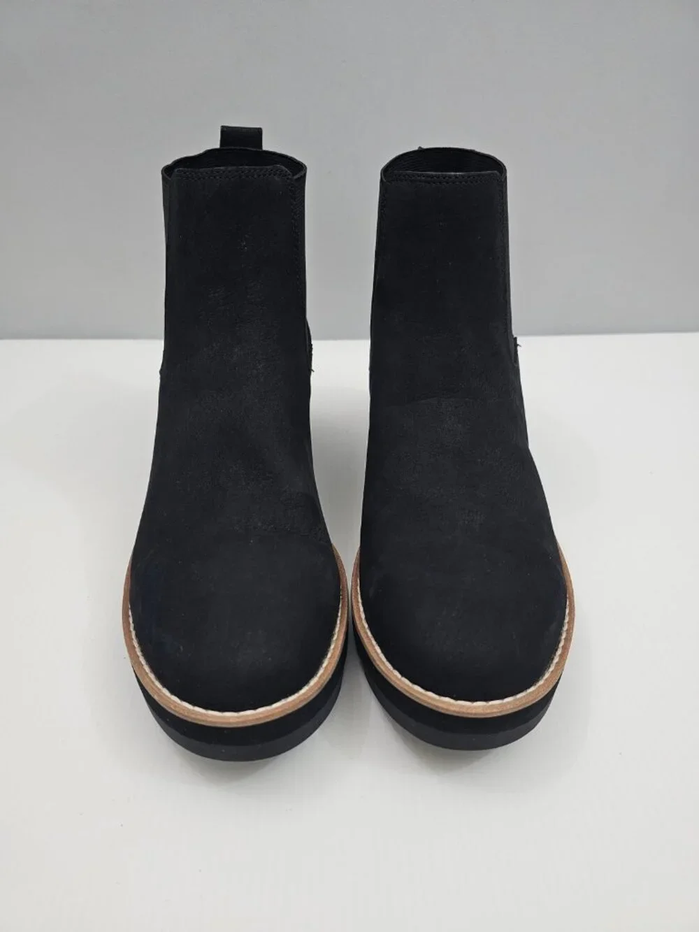 Eileen Fisher Luv Chelsea Wedge Ankle Boot Black Leather Pull On Womens 9